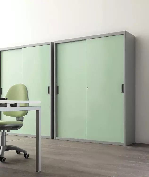 Armadio Metallico Con Ante Scorrevoli 180x45x200cm - Grigio, 4 Ripiani Regolabili - Serratura A Chiave - Foto 10